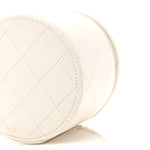 Lambskin Quilted Round Small Vanity Case With Chain White Black