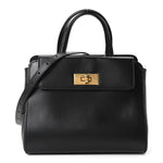 Shiny Box Calfskin Small Money Tote Black
