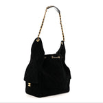 Suede Quilted Medium Chanel 25 Handbag Black