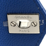 Caviar Chevron Quilted Single Flap Blue