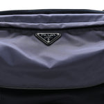 Re-Nylon Saffiano Double Snap Buckle Zip Flap Shoulder Bag Bleu