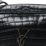 Calfskin Crocodile Embossed Monogram Lou Camera Bag Black