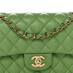 Caviar Quilted Small Double Flap Green