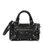 Agneau Arena Crystal Neo Nano Cagole Handbag Black