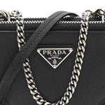 Saffiano Mini Triangle Crossbody Pouch Black