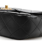 Lambskin Quilted Bijoux Chain Mini Top Handle Flap Black