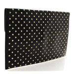 Calfskin Studded Skull Envelope Clutch Black