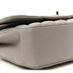 Lambskin Quilted Small Double Flap Grey