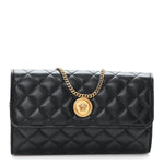 Lambskin Quilted Medusa Wallet On Chain Crossbody Black