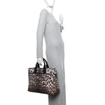 Nylon Leopard Print Changing Bag Brown