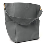 Soft Grained Calfskin Sangle Bucket Bag Grey