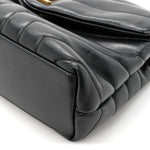 Calfskin Y Quilted Monogram Small Loulou Chain Satchel Black