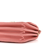 Lambskin Quilted Top Handle Flap Clutch With Chain Pink
