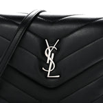 Calfskin Y Quilted Monogram Toy Loulou Crossbody Bag Black