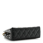 Shiny Aged Calfskin Quilted Nano Kelly Shopper Black