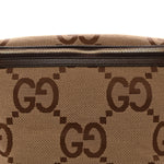Monogram Jumbo GG Textured Dollar Calfskin Web Belt Bag Camel Ebony New Acero