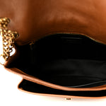 Crinkled Calfskin Matelasse Monogram Medium Niki Chain Satchel Caramel