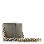 Lambskin Quilted Mini Vanity Case With Chain Grey