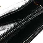 Grain De Poudre Matelasse Chevron Monogram Envelope Chain Wallet Black