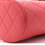 Lambskin Resin Elegant Chain Vanity Case Red