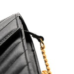 Grain De Poudre Matelasse Chevron Monogram Chain Wallet Black