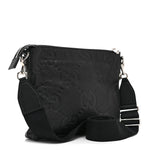 Piuma Calfskin Jumbo GG Embossed Medium Wristlet Messenger Bag Black