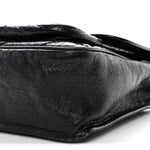 Crinkled Calfskin Matelasse Monogram Medium Niki Chain Satchel Black