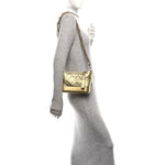 Metallic Aged Calfskin Quilted Small Gabrielle Hobo Gold