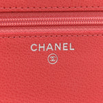 Grained Calfskin Quilted CC Box Wallet On Chain WOC Pink
