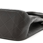 Caviar Quilted Jumbo Double Flap Grey