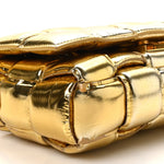 Mirror Lambskin Maxi Intreccio Padded Cassette Crossbody Bag Gold