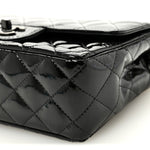 Patent Calfskin Quilted Mini Rectangular Flap So Black