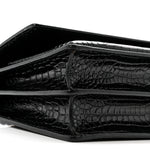 Calfskin Crocodile Embossed Medium Monogram Sunset Black