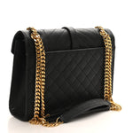 Grain De Poudre Textured Mixed Matelasse Triquilt Medium Monogram Satchel Black