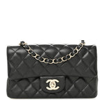 Lambskin Quilted Mini Rectangular Flap Black