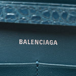 Shiny Calfskin Crocodile Embossed Hourglass Chain Bag Dark Petrol Blue