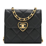 Lambskin Plexiglass Quilted Coco Love Clutch With Chain Black