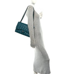 Lambskin Quilted Jumbo Double Flap Turquoise