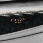 Saffiano Metal Flap Wallet With Strap Black