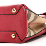 Grainy Calfskin House Check Small Banner Tote Red