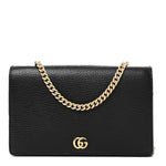 Calfskin Mini GG Marmont Chain Wallet Black