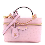 Ostrich Vanity Chain Pouch Pink