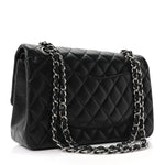 Lambskin Quilted Medium Double Flap Black
