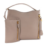Pebbled Calfskin Small Alix Padlock Zip Hobo Bag Beige