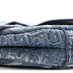 Oblique Embroidered Saddle Bag Denim Blue