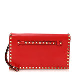 Nappa Rockstud Wristlet Clutch Rosso Valentino