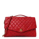 Lambskin Quilted Single Flap Red