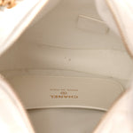 Shiny Caviar Quilted Bow Pouch Hobo White