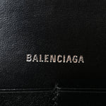 Shiny Calfskin Monochrome Crocodile Embossed Hourglass Chain Bag Black