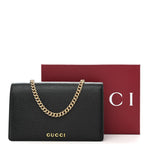 Textured Calfskin Script Logo Wallet On Chain Black